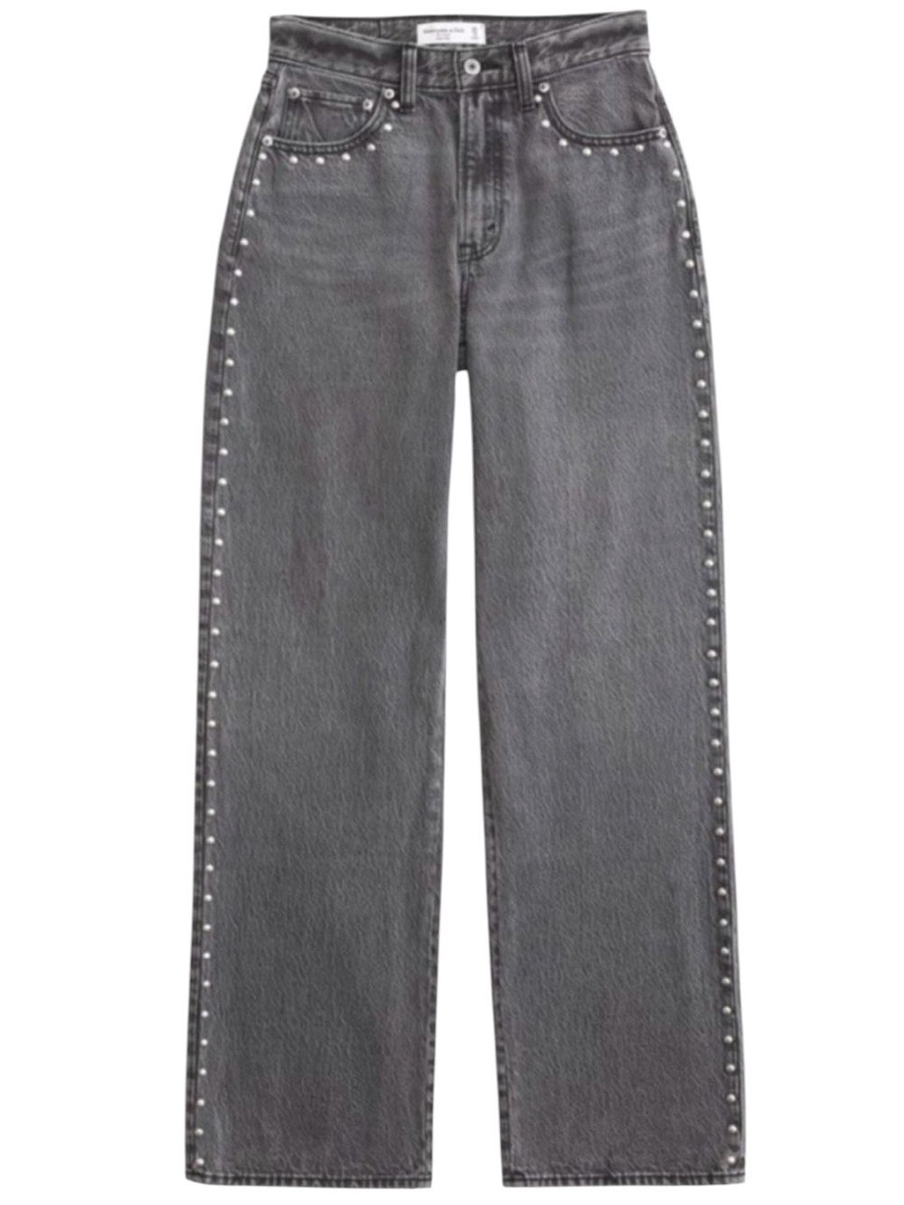 Abercrombie Curve Love Studded The Loose High Rise Grey Wash Size 31